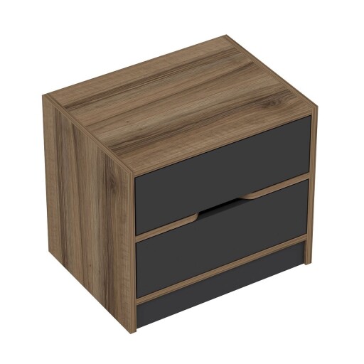 Noptiera, Minerva, Elina, 54x47x40 cm, PAL, Nuc / Antracit