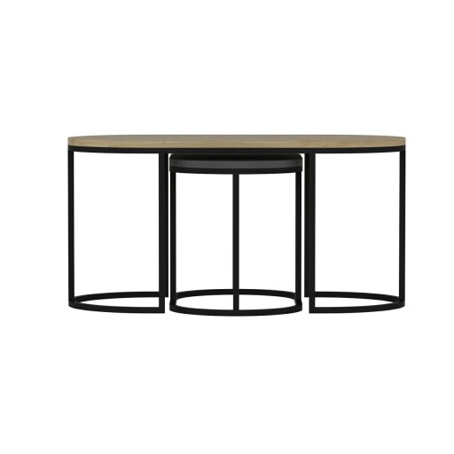 Set masute 3 piese, Minerva, Dena, PAL, Stejar / Antracit