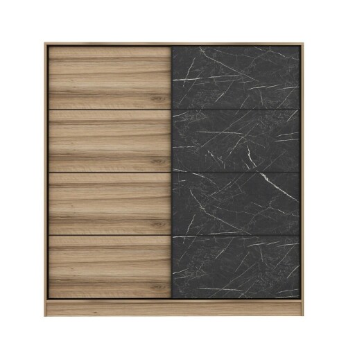 Dulap pentru haine, Minerva, Kale, 180x210x52 cm, PAL, Dore / Negru