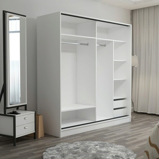 Dulap pentru haine, Minerva, Kale, 220x210x52 cm, PAL, Alb