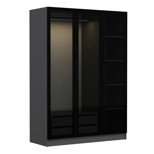 Dulap pentru haine, Minerva, Kale Anthracite Black, 135x190x52 cm, PAL, Antracit / Negru