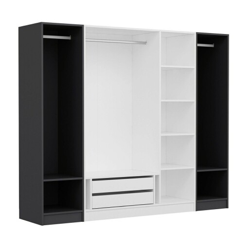 Dulap pentru haine, Minerva, Kale, 225x190x52 cm, PAL, Alb