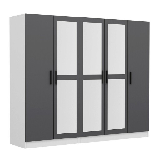 Dulap pentru haine, Minerva, Kale, 225x210x52 cm, PAL, Antracit
