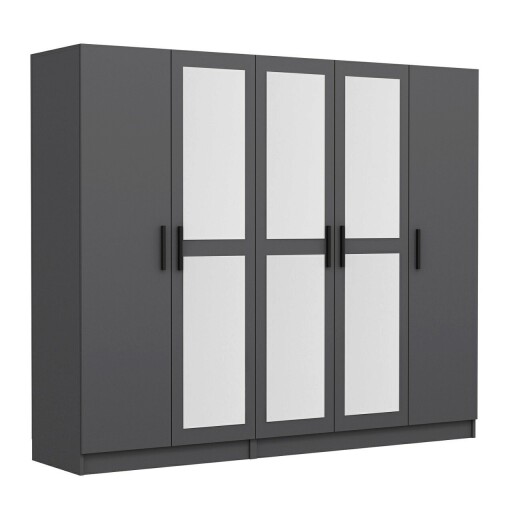 Dulap pentru haine, Minerva, Kale, 225x210x52 cm, PAL, Antracit