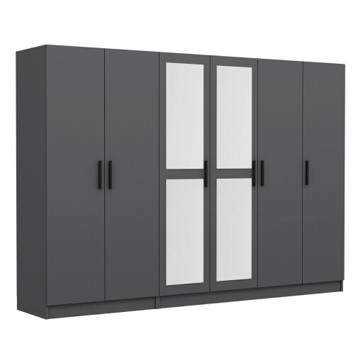 Dulap pentru haine, Minerva, Kale, 270x190x52 cm, PAL, Antracit