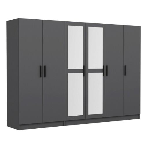 Dulap pentru haine, Minerva, Kale, 270x210x52 cm, PAL, Antracit