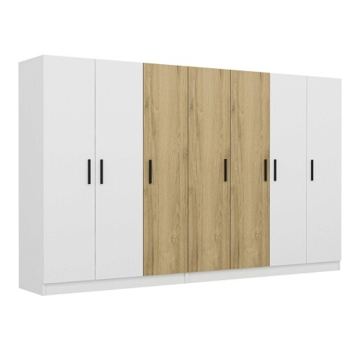 Dulap pentru haine, Minerva, Kale, 315x210x52 cm, PAL, Alb/Maro