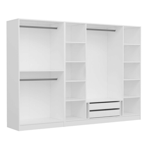 Dulap pentru haine, Minerva, Kale Country, 270x190x52 cm, PAL, Alb