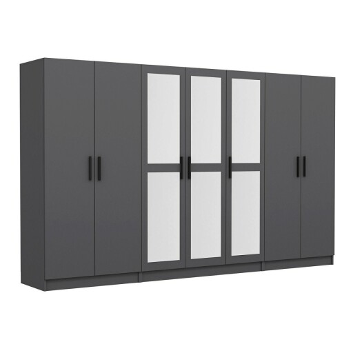 Dulap pentru haine, Minerva, Kale, 315x210x52 cm, PAL, Antracit