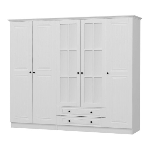 Dulap pentru haine, Minerva, Kale, 225x210x52 cm, PAL, Alb
