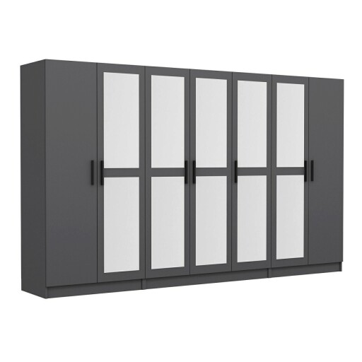 Dulap pentru haine, Minerva, Kale, 315x210x52 cm, PAL, Antracit