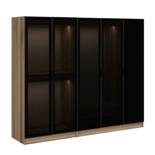 Dulap pentru haine, Minerva, Kale, 225x210x52 cm, PAL, Fumuriu