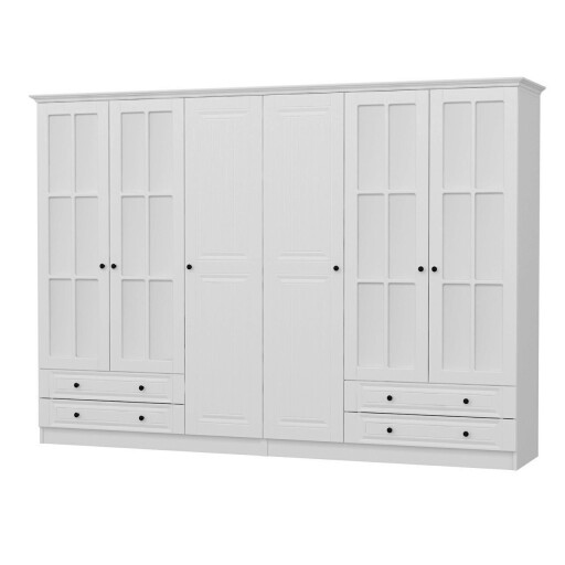 Dulap pentru haine, Minerva, Kale Mebran, 270x190x52 cm, PAL, Alb