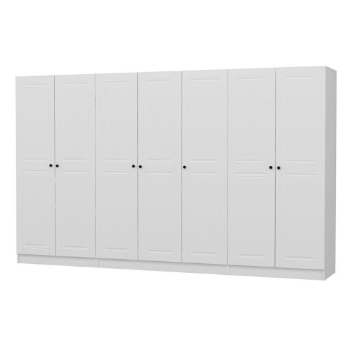 Dulap pentru haine, Minerva, Kale Mebran, 315x210x52 cm, PAL, Alb