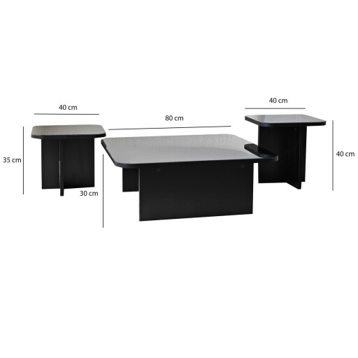 Set masute de cafea, Neostill, Jazz, PAL, Negru / Fume