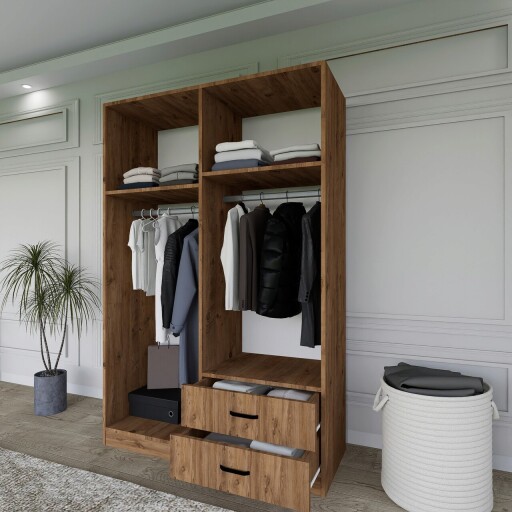 Dulap pentru haine, Miwood, Yaman 1600-028, 120x180x45 cm, PAL, Maro