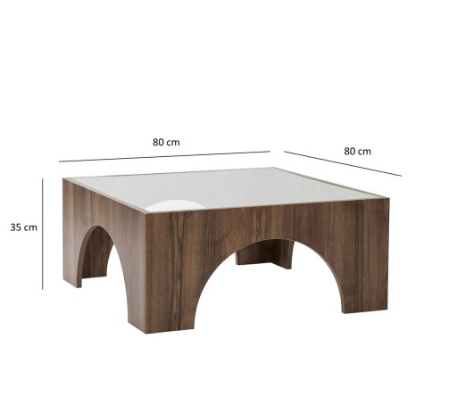 Masuta de cafea, Neostill, Seine, 80x35x80 cm, Sticla temperata, Nuc / Gri închis