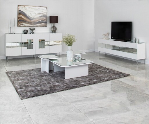 Consola, Neostill, Paris, 180x80x40 cm, PAL, Alb / Argintiu