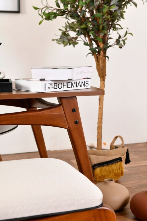 Set masa si scaune 4 piese, Vow Chair, Touch (2S-1B), Lemn, Maro/Crem