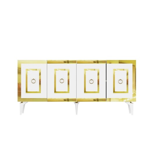 Consola, Olivia, Karya, 150x40x79 cm, PAL , Alb/Auriu