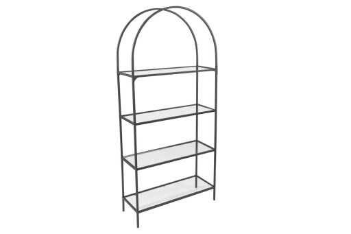 Corp biblioteca, Caliente, Mona, 80x175x30 cm, STICLA CALITA TRANSPARA, Negru