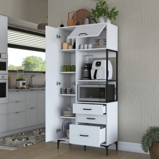 Dulap multifunctional, Rani, JE112, 90x198 cm, PAL, Alb