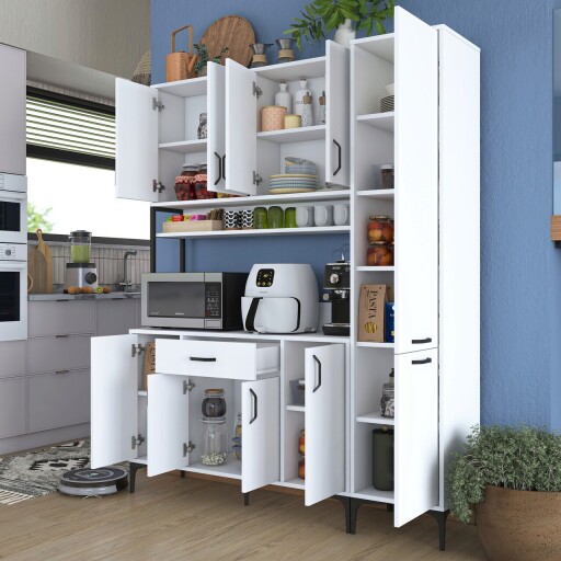 Dulap multifunctional, Rani, JE134, 160x198 cm, PAL, Alb