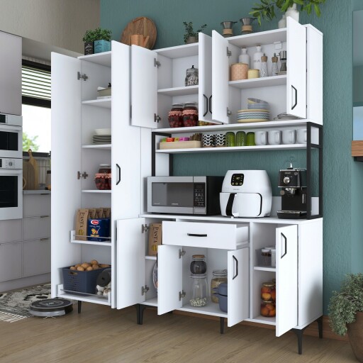 Dulap multifunctional, Rani, JE133, 180x198 cm, PAL, Alb