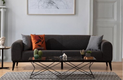 Canapea extensibila 3 locuri, Artie, 560ARE2910, Lemn de fag / PAL, Antracit