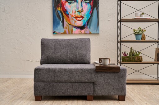 Fotoliu extensibil, Balcab Home, 825BLC4707, Lemn, Gri