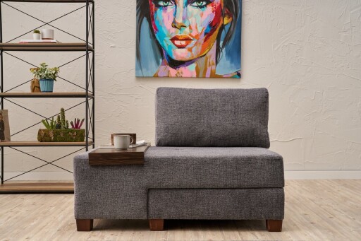 Fotoliu extensibil, Balcab Home, 825BLC4708, Lemn, Gri