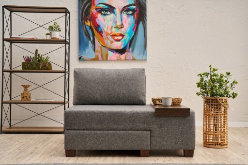 Fotoliu extensibil, Balcab Home, 825BLC4713, Lemn, Gri