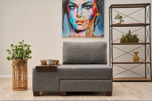 Fotoliu extensibil, Balcab Home, 825BLC4714, Lemn, Gri