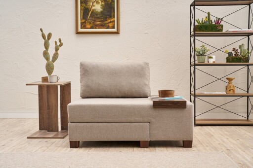 Fotoliu extensibil, Balcab Home, 825BLC4717, Lemn, Crem