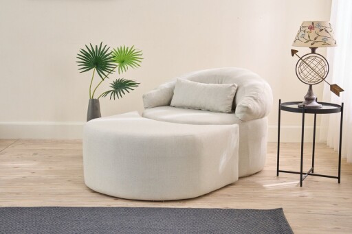 Fotoliu extensibil, Balcab Home, 825BLC4726, Poliester, Crem