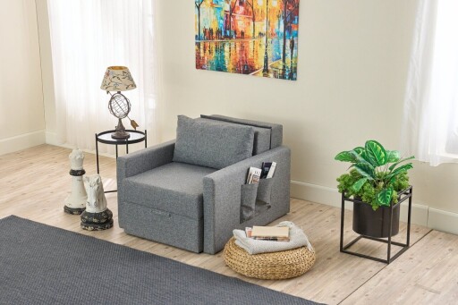 Fotoliu extensibil, Balcab Home, 825BLC4731, Lemn de brad, Gri