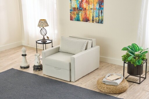 Fotoliu extensibil, Balcab Home, 825BLC4732, Lemn de brad, Crem