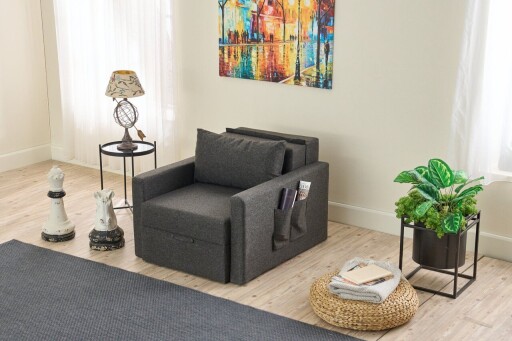 Fotoliu extensibil, Balcab Home, 825BLC4733, Lemn de brad, Antracit