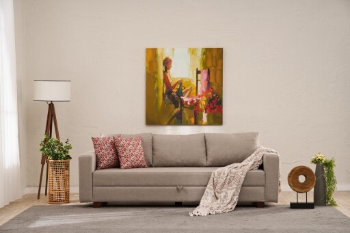 Canapea extensibila 3 locuri, Balcab Home, 825BLC5248, Lemn / MDF / PAL, Bej