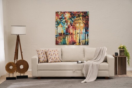 Canapea extensibila 3 locuri, Balcab Home, 825BLC5249, Lemn / MDF / PAL, Crem