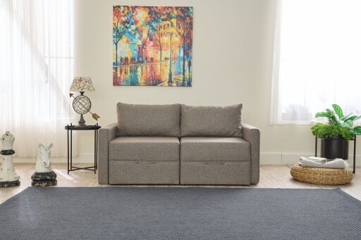 Canapea extensibila 2 locuri, Balcab Home, 825BLC5415, Lemn de brad, Maro