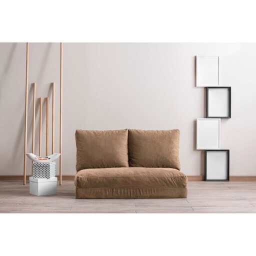 Canapea extensibila 2 locuri, Futon, 859FTN1278, Metal , Maro deschis