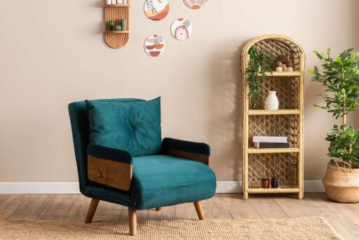 Fotoliu extensibil, Futon, 859FTN2333, 77x70x82 cm, poliester/metal , gerde petrol