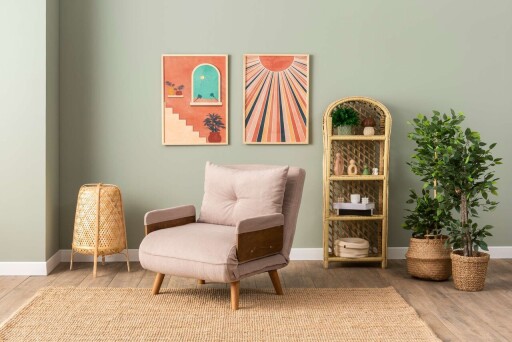 Fotoliu extensibil, Futon, 859FTN2341, 77x70x82 cm, poliester/metal , bej