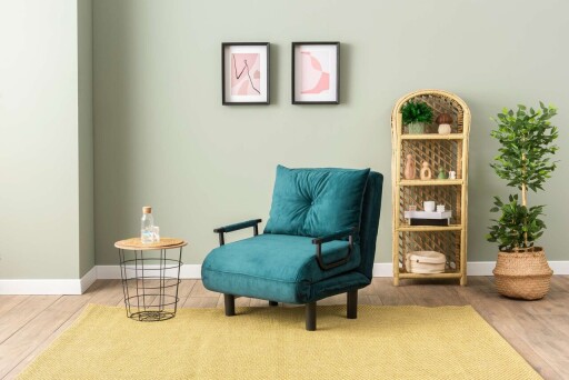 Fotoliu extensibil, Futon, 859FTN2344, Metal , Verde petrol