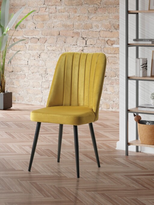 Set scaune 2 piese, Hanah Home, Vega, MDF , Galben/Negru