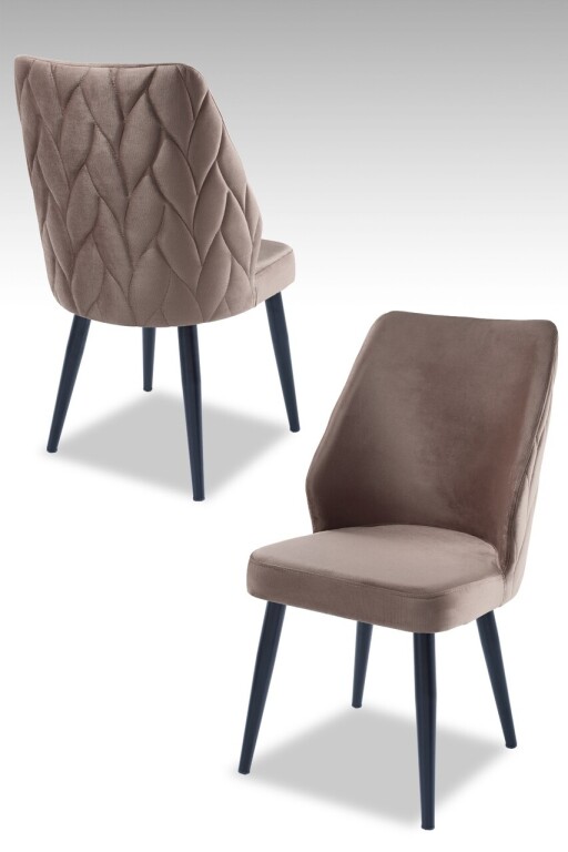 Set scaune 2 piese, Hanah Home, Pufi, PAL, Cappuccino / Negru