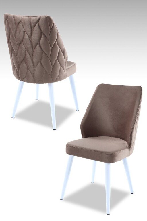 Set scaune 2 piese, Hanah Home, Pufi, PAL, Cappuccino / Alb