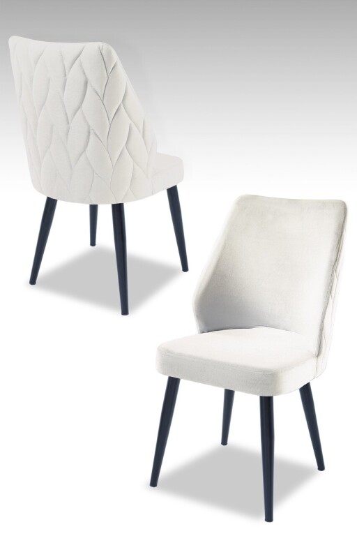 Set scaune 2 piese, Hanah Home, Pufi, PAL, Crem/Negru