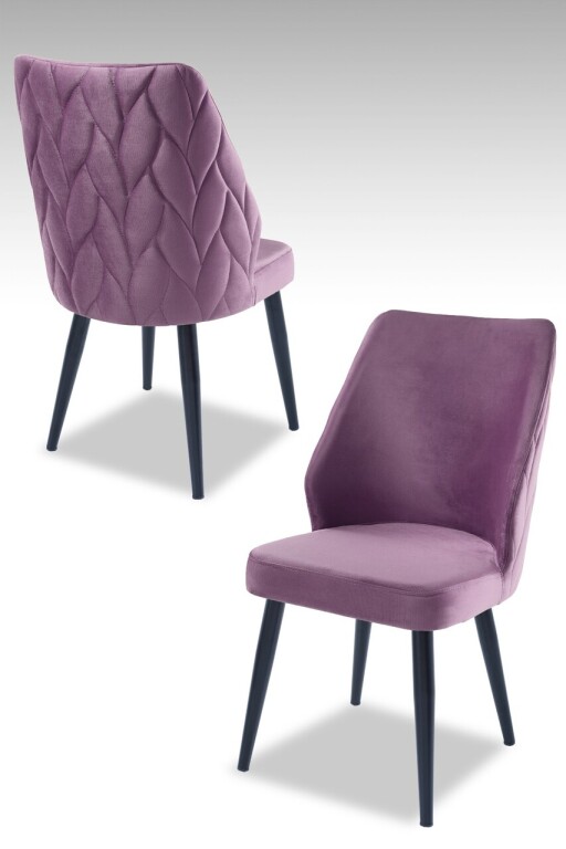 Set scaune 2 piese, Hanah Home, Pufi, PAL, Liliac / Negru